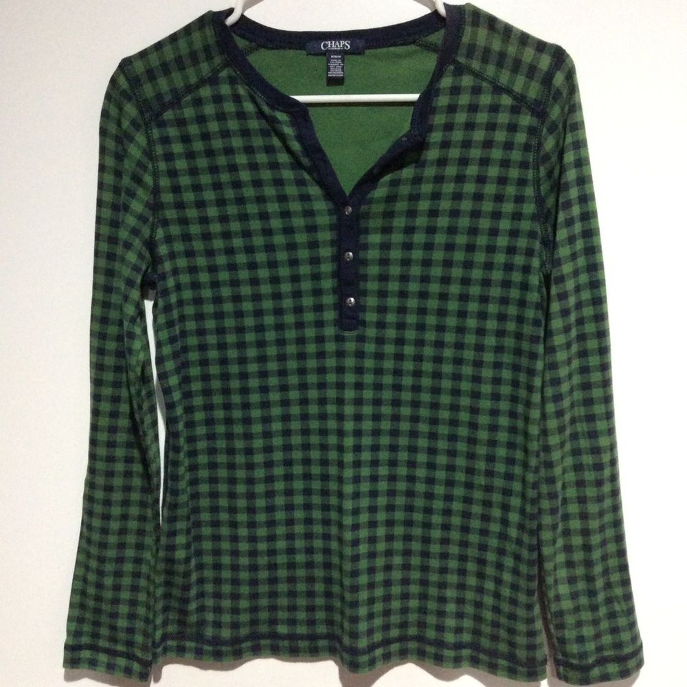 2/$20 💚Chaps green checkered long sleeve
